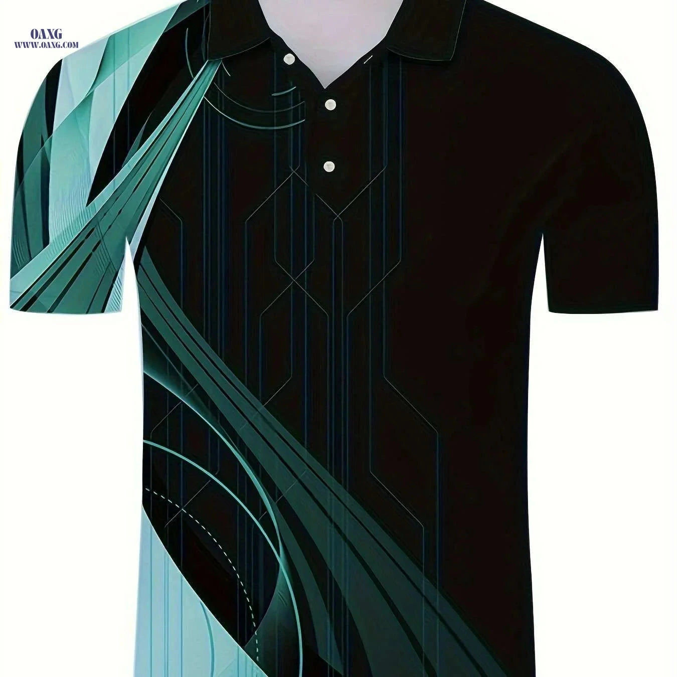 Stylish Geometric Pattern Men's Lightweight Short Sleeve Shirt - Casual Fit   OAXG Blue / S