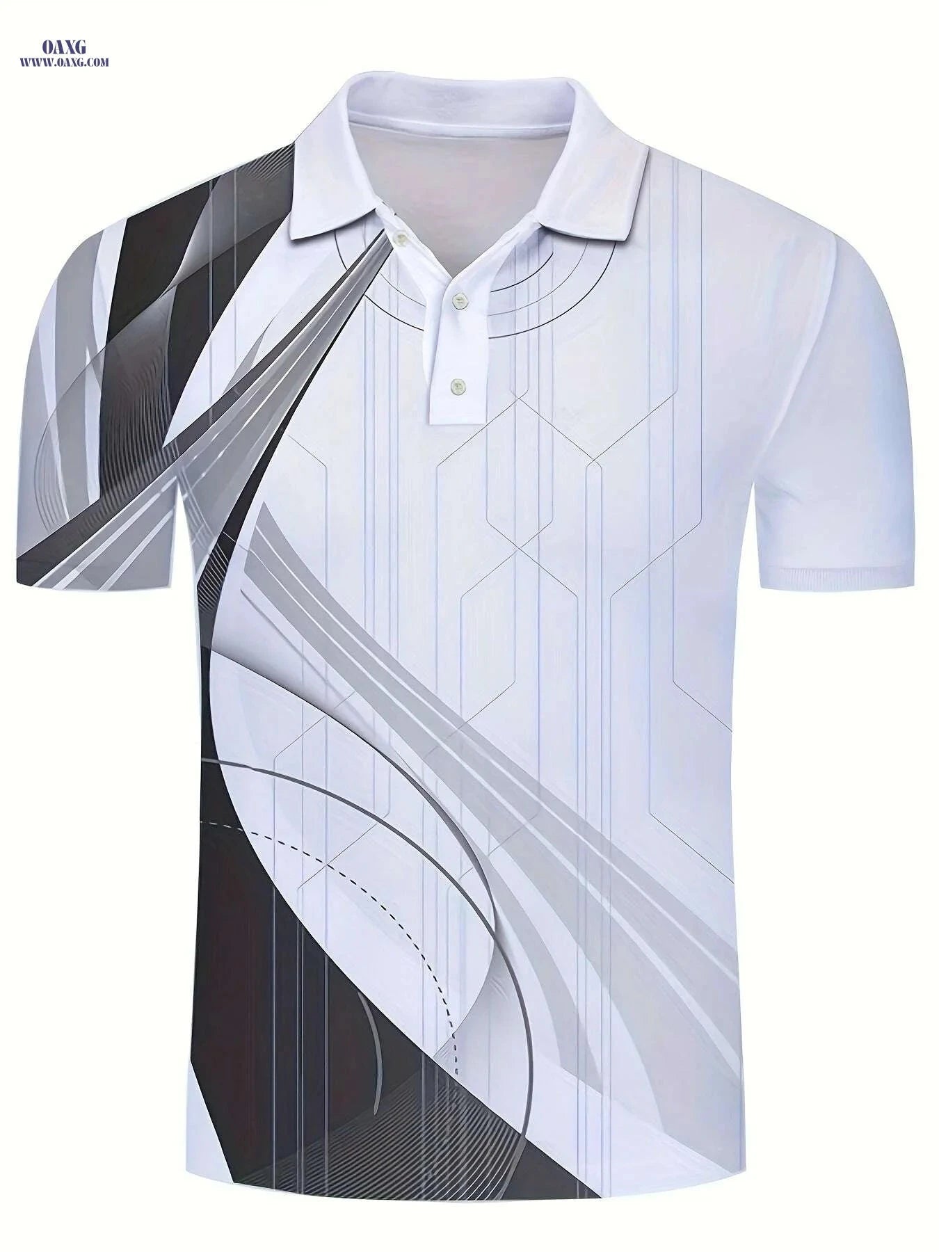 Stylish Geometric Pattern Men's Lightweight Short Sleeve Shirt - Casual Fit   OAXG Blue / S