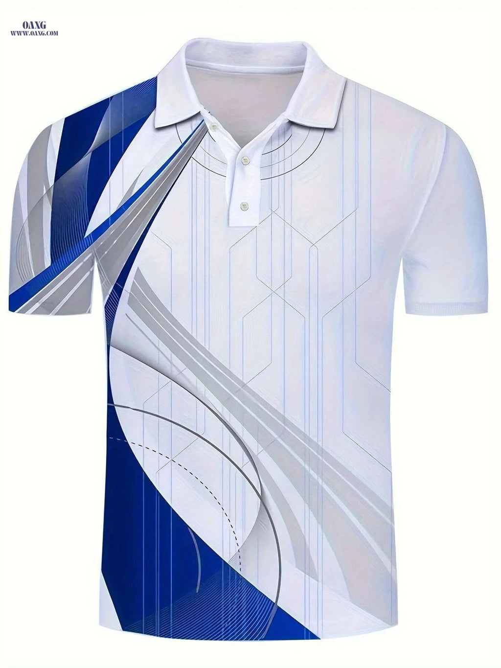 Stylish Geometric Pattern Men's Lightweight Short Sleeve Shirt - Casual Fit   OAXG Blue / S