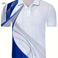 Stylish Geometric Pattern Men's Lightweight Short Sleeve Shirt - Casual Fit   OAXG Blue / S