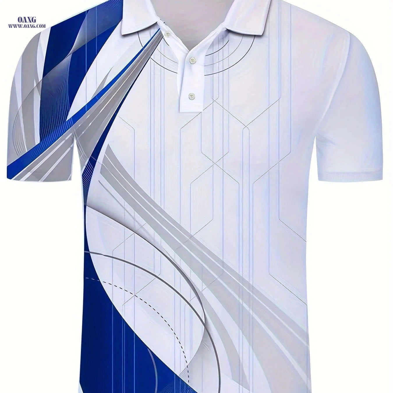 Stylish Geometric Pattern Men's Short Sleeve Sports Shirt - Lightweight   OAXG 
