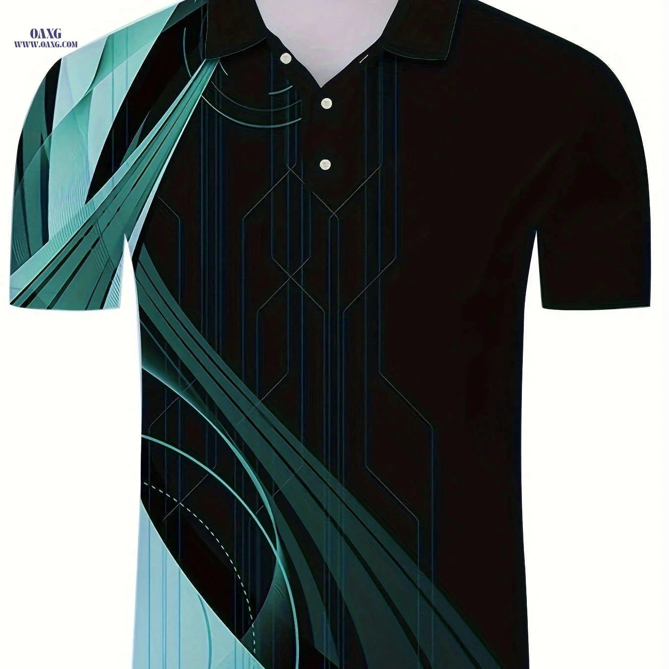 Stylish Geometric Pattern Men's Short Sleeve Sports Shirt - Lightweight   OAXG 