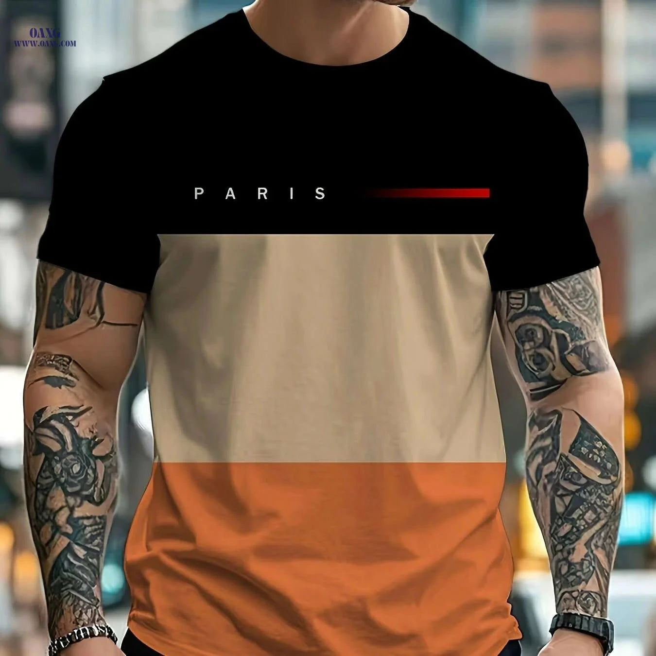 Stylish Graphic T-Shirt for Men - Casual Round-Neck Summer Wear   OAXG PYDX60 / S