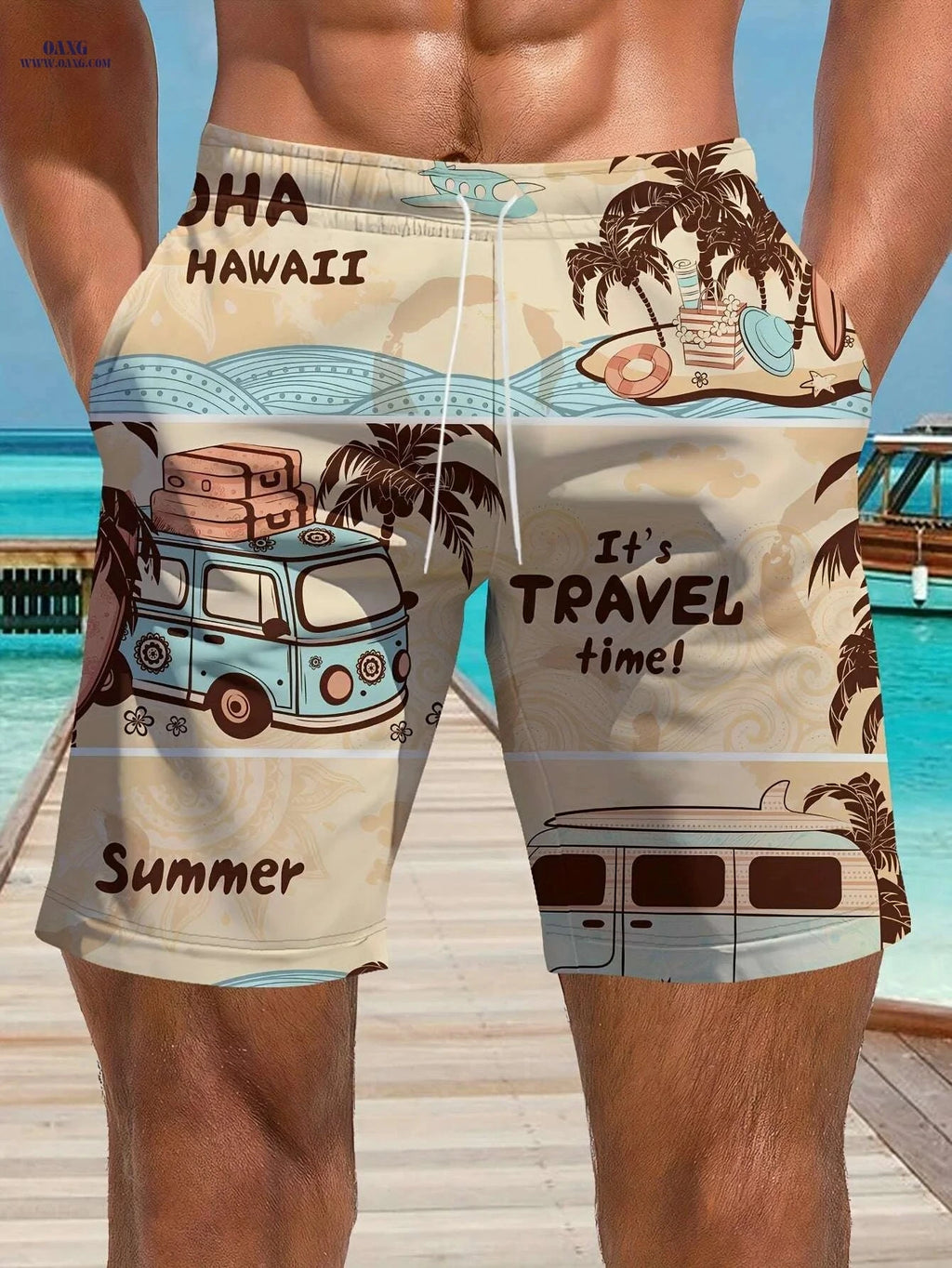 Stylish Hawaiian Beach Shorts for Men - Lightweight & Quick-Dry   OAXG Multicolor / S
