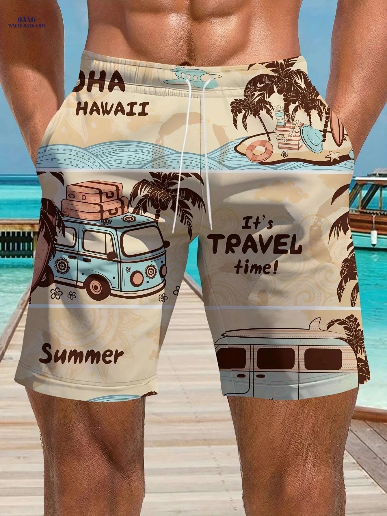 Stylish Hawaiian Beach Shorts for Men - Lightweight & Quick-Dry   OAXG Multicolor / S