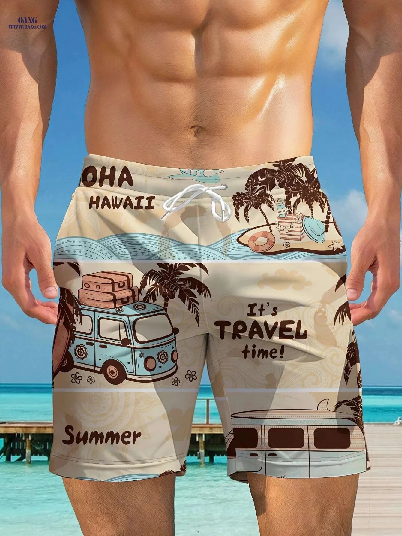 Stylish Hawaiian Beach Shorts for Men - Lightweight & Quick-Dry   OAXG Multicolor / S