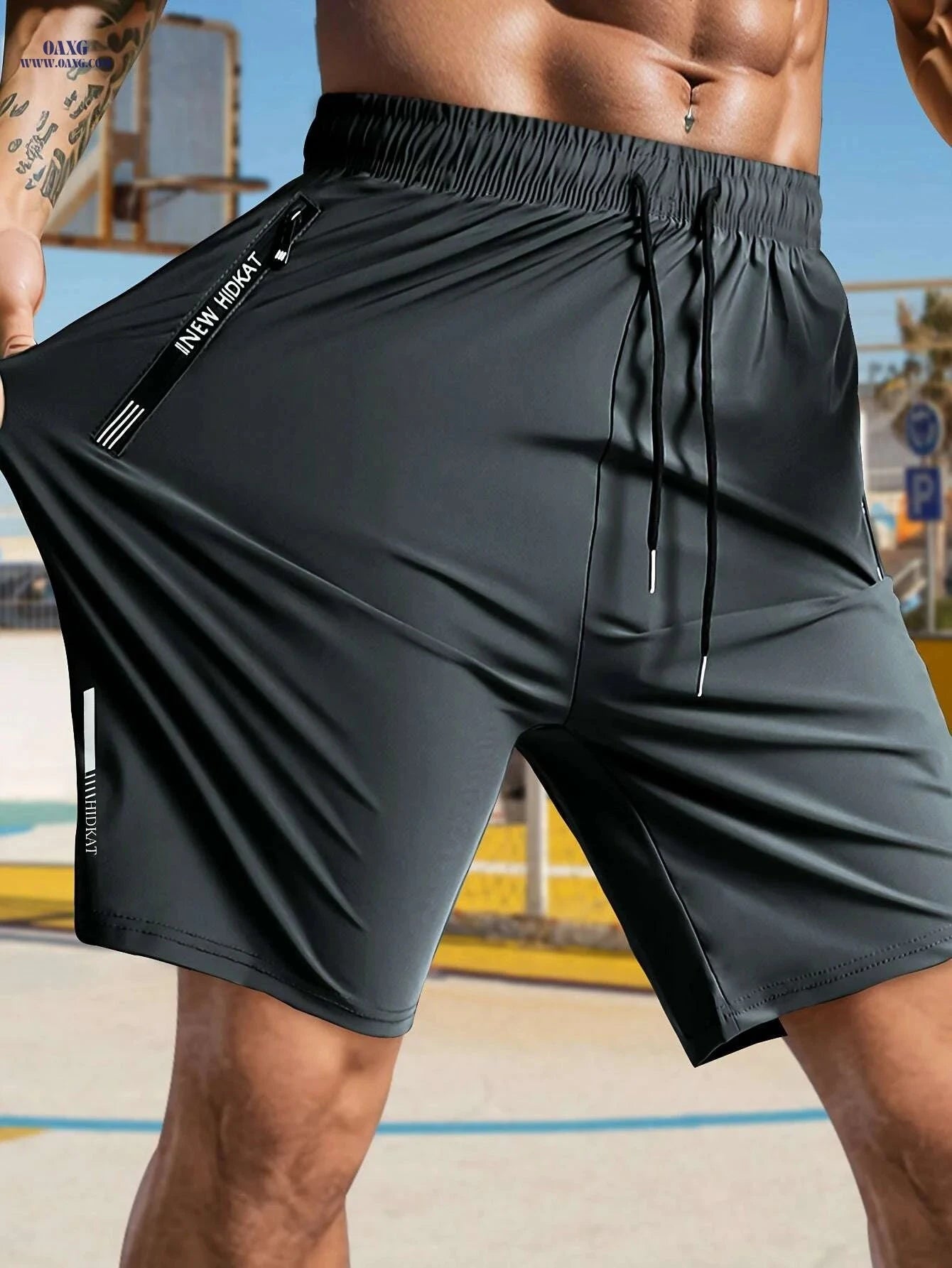 Stylish High-Stretch Men's Casual Shorts - Drawstring & Zipper Pockets   OAXG 