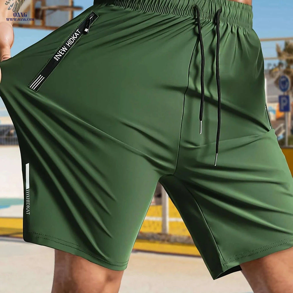 Stylish High-Stretch Men's Casual Shorts - Drawstring & Zipper Pockets   OAXG 