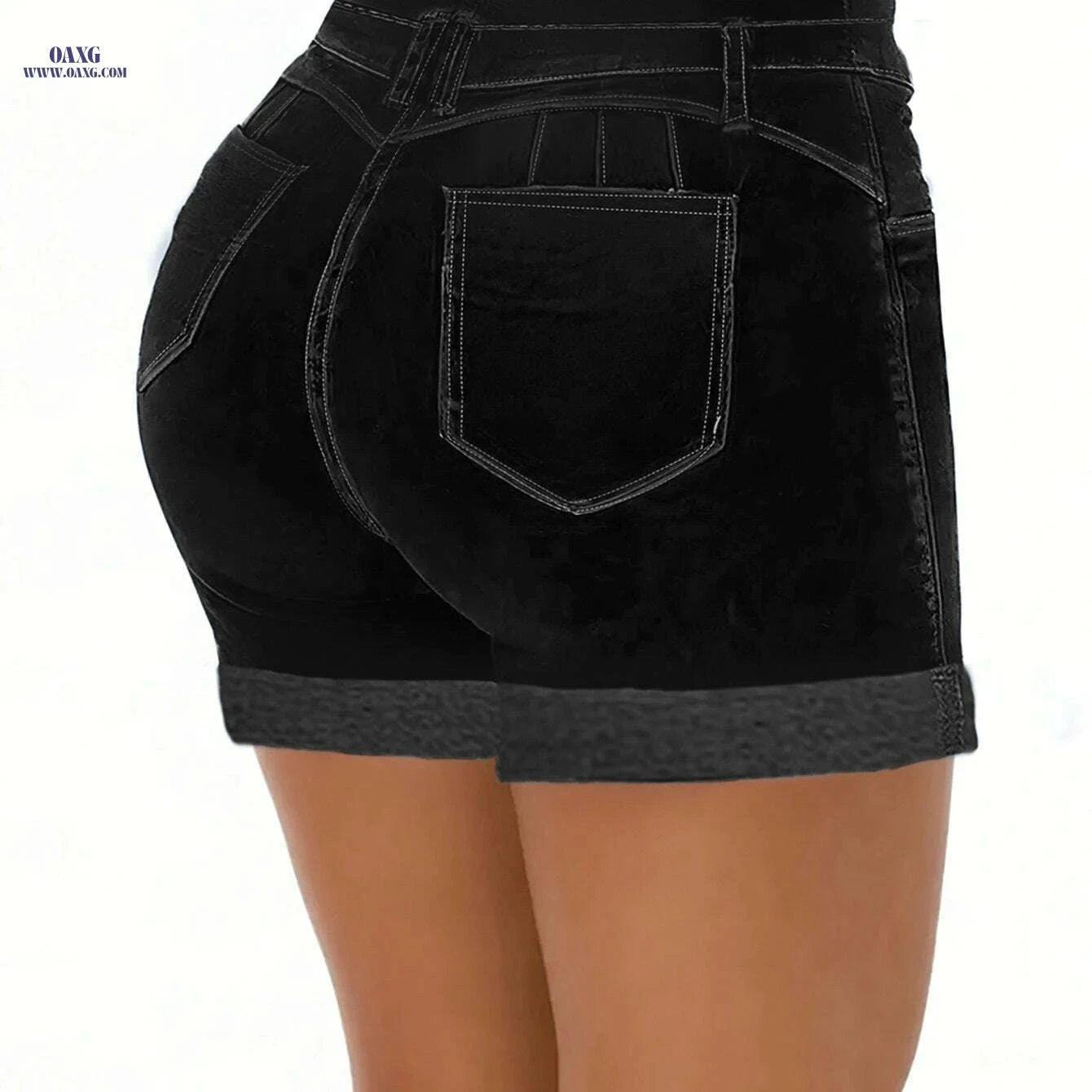Stylish High Waist Denim Shorts for Women - Perfect Summer Essential   OAXG 