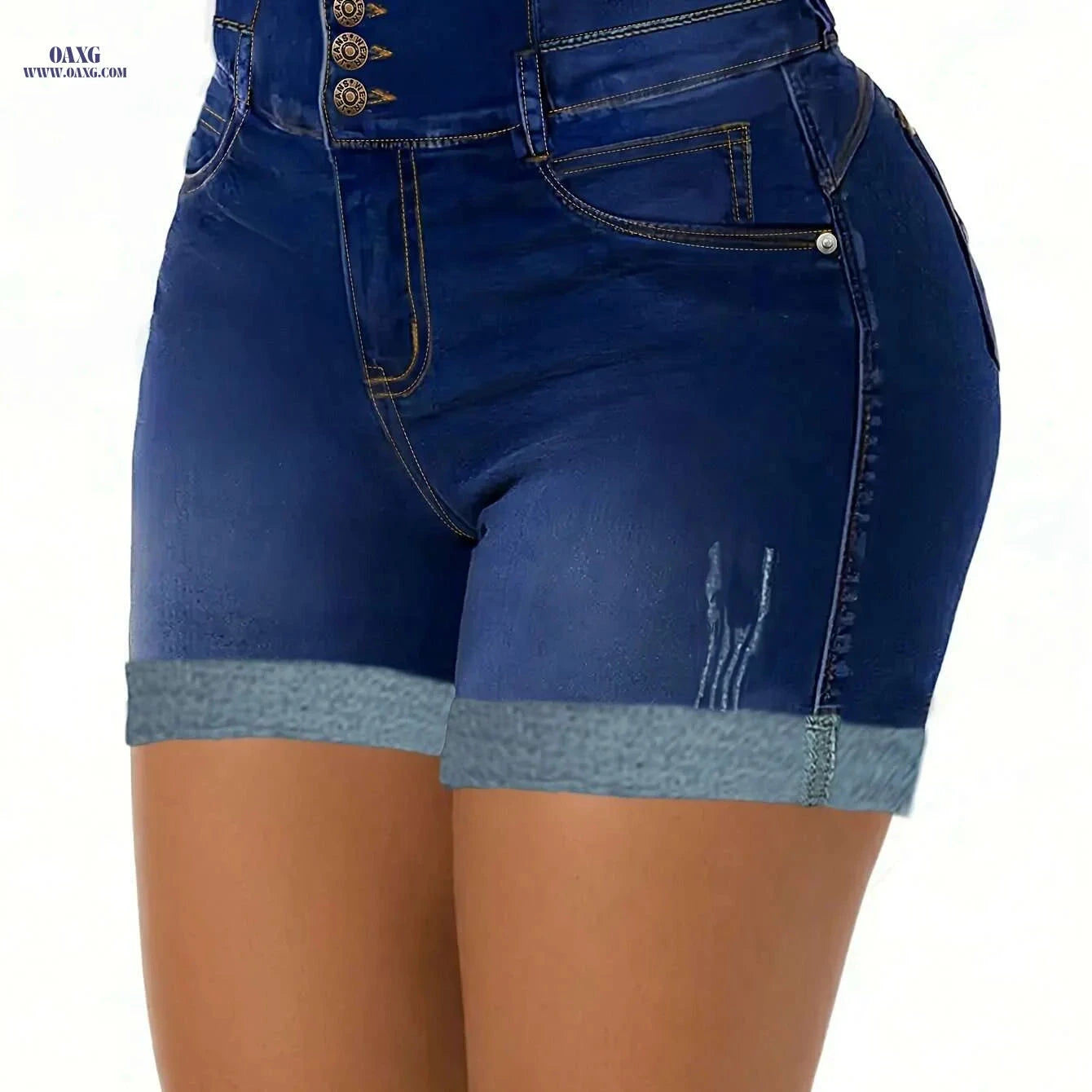Stylish High Waist Denim Shorts for Women - Perfect Summer Essential   OAXG 