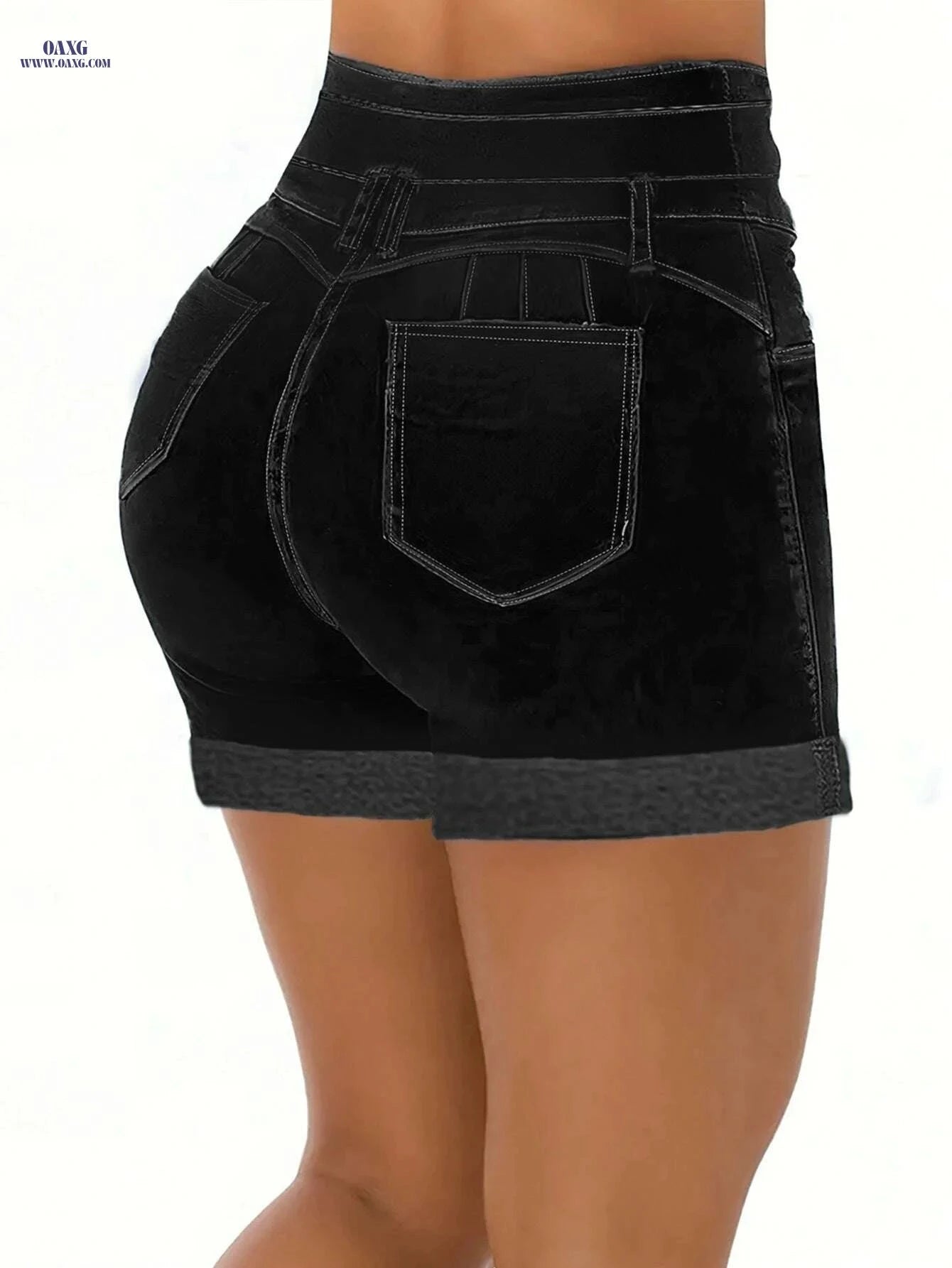Stylish High Waist Denim Shorts for Women - Perfect Summer Essential   OAXG 