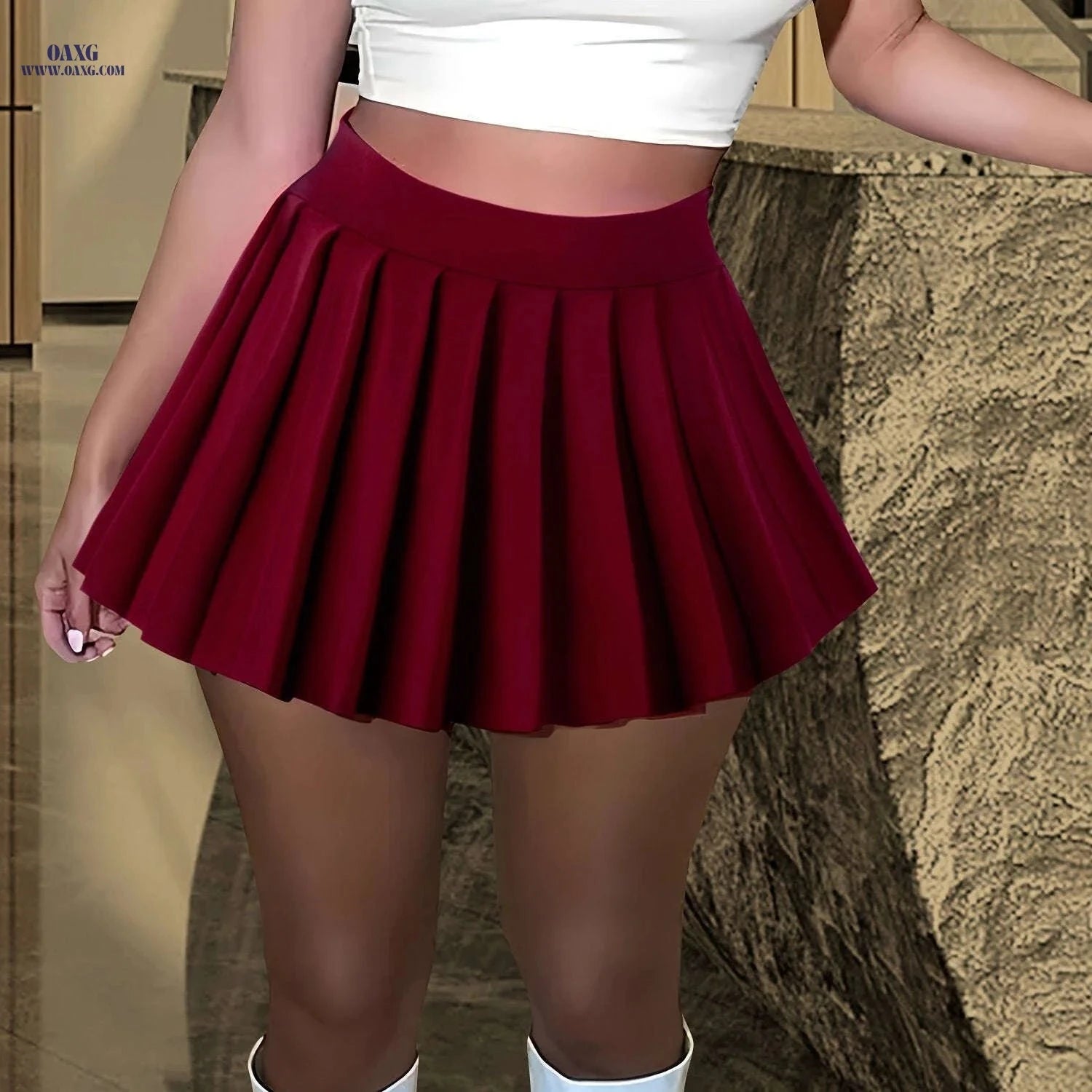 Stylish High-Waisted Pleated Skirt for Women - Casual Short Length   OAXG 
