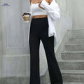 Stylish High-Waisted Slim-Fit Trousers - Casual Spring/Fall Wear   OAXG Black / XS