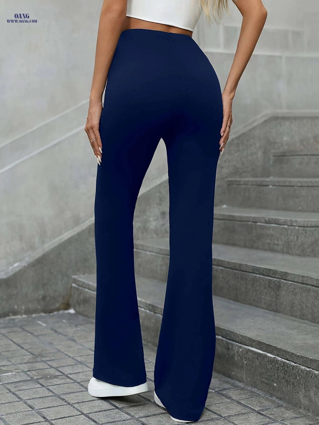 Stylish High-Waisted Slim-Fit Trousers - Casual Spring/Fall Wear   OAXG Black / XS