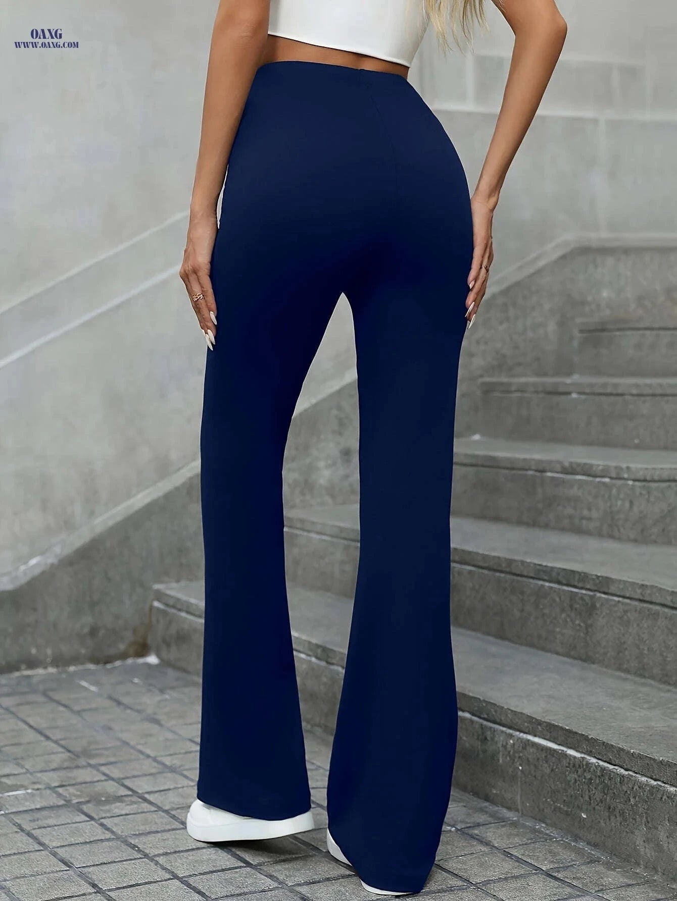 Stylish High-Waisted Slim-Fit Trousers - Casual Spring/Fall Wear   OAXG Black / XS