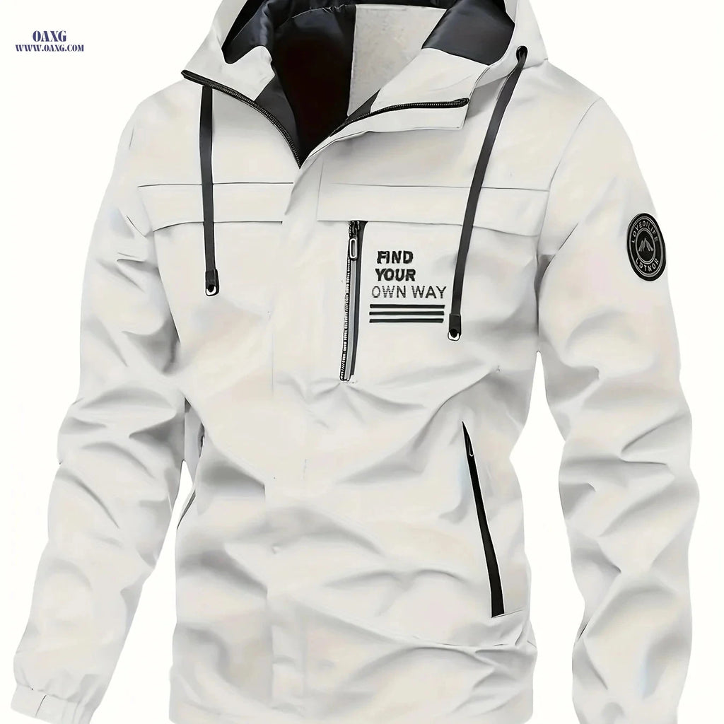 Stylish Hooded Jacket for Men - Lightweight, Casual Spring/Fall Wear   OAXG 