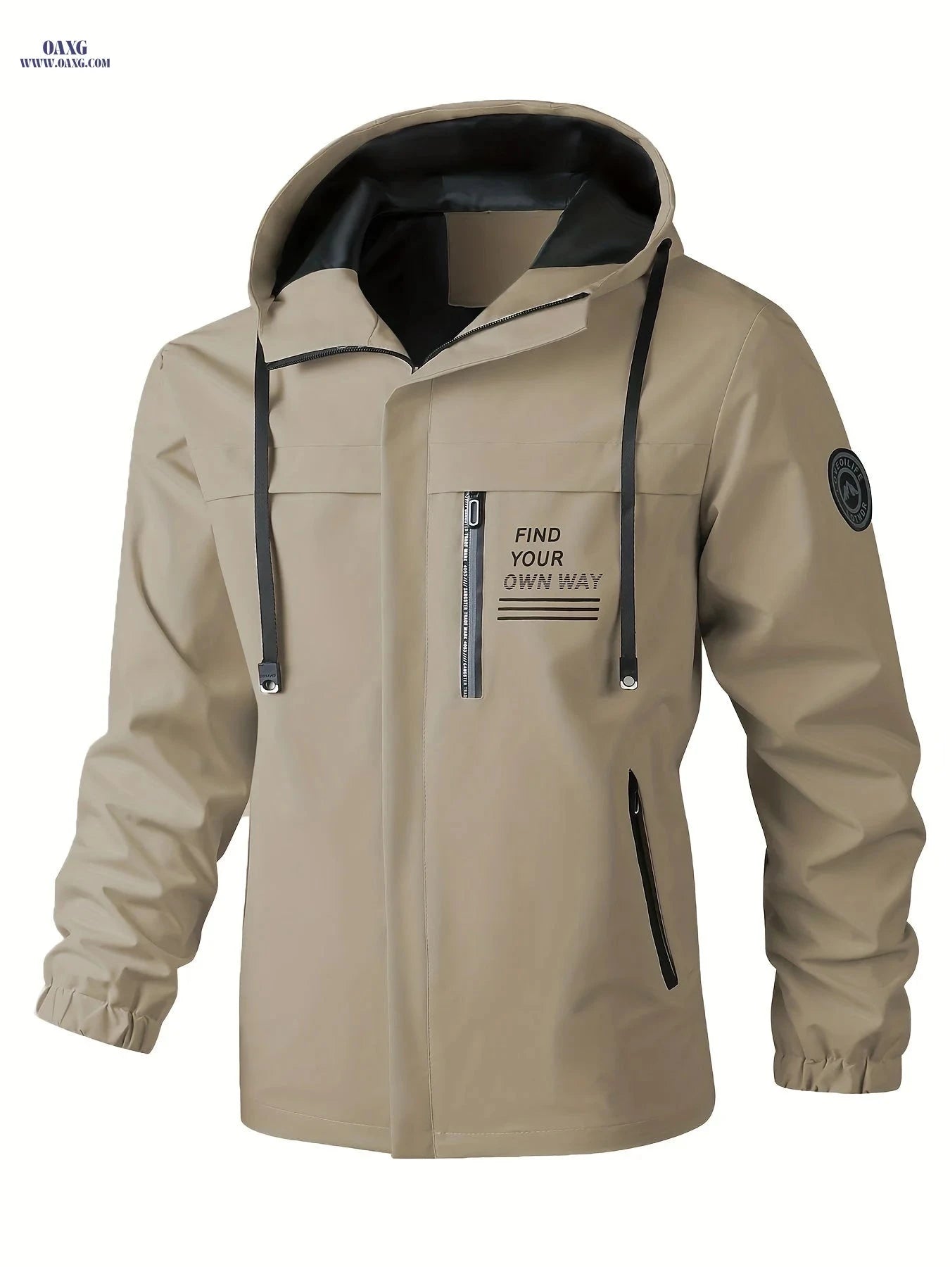 Stylish Hooded Jacket for Men - Lightweight, Casual Spring/Fall Wear   OAXG Ivory White / FR S