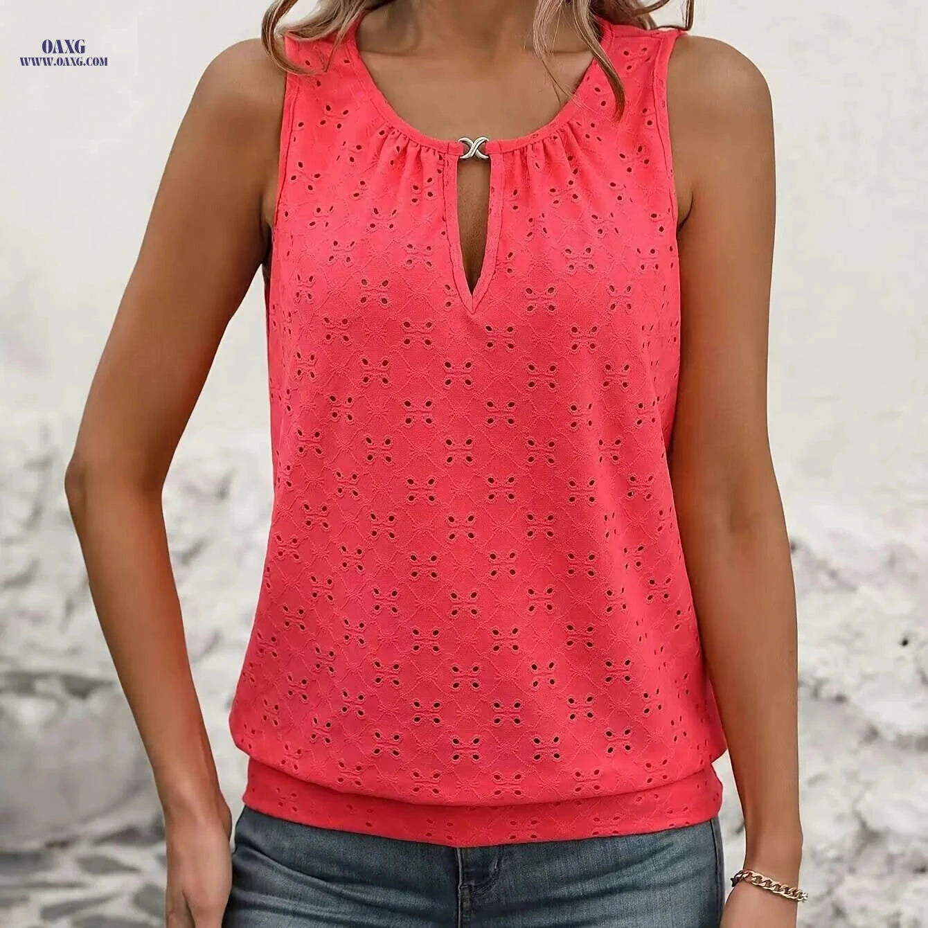 Stylish Keyhole Neckline Tank Top - Women's Summer Casual Wear   OAXG 