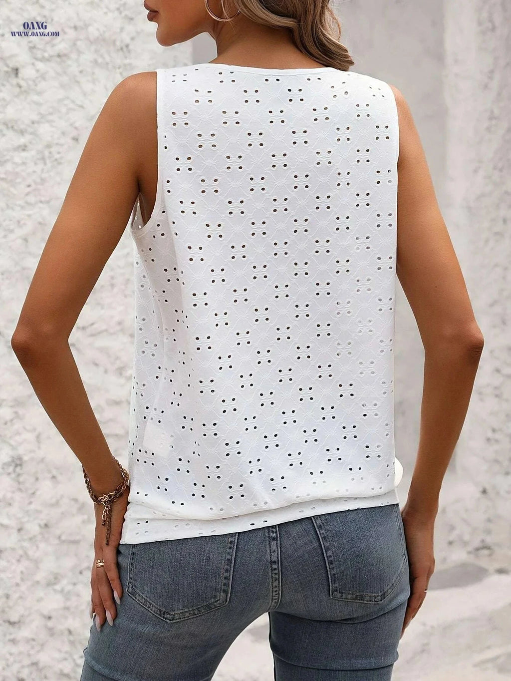 Stylish Keyhole Neckline Tank Top - Women's Summer Casual Wear   OAXG White / S