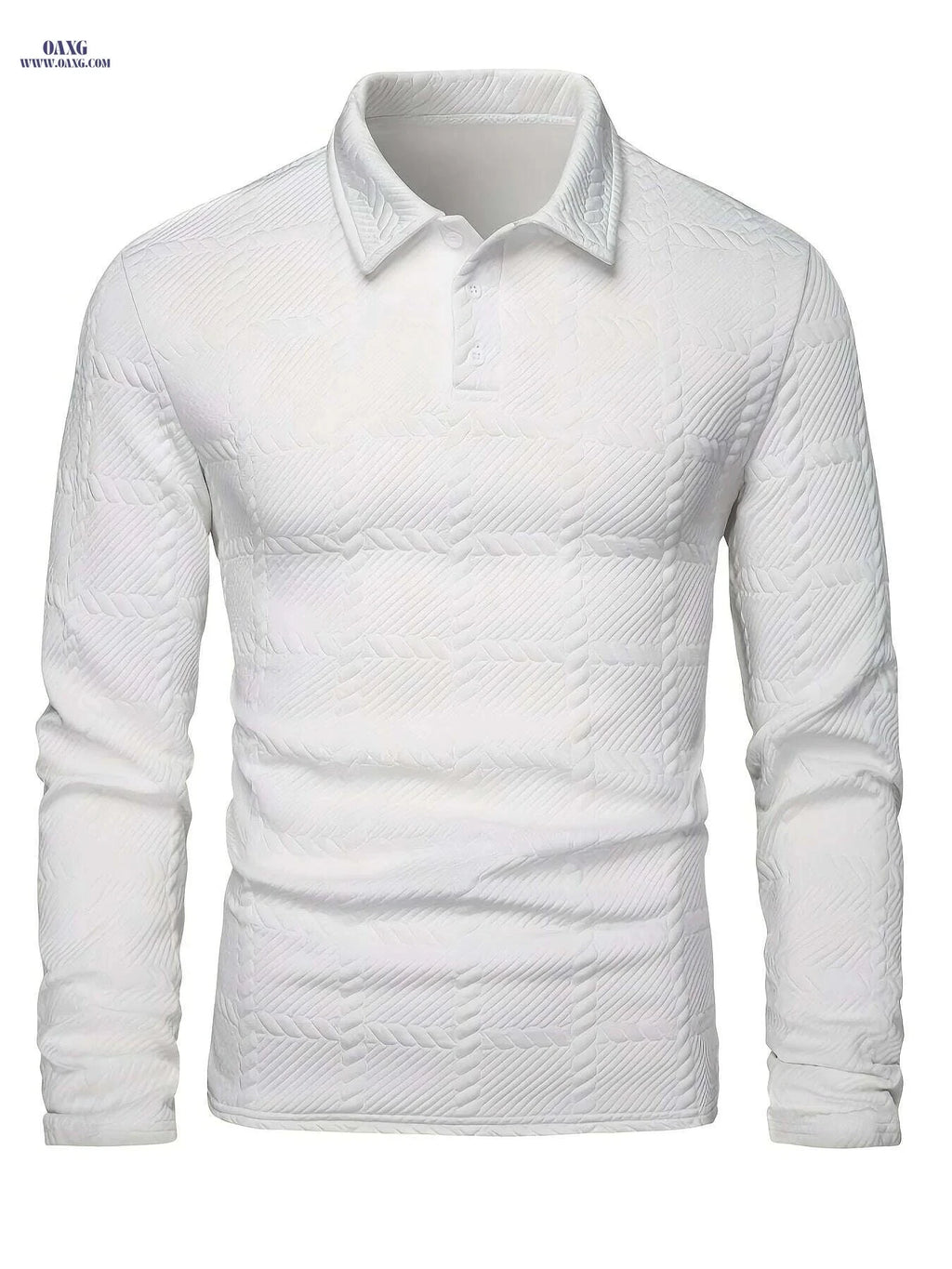 Stylish Knitted Jacquard Polo Shirt for Men - Casual Spring & Autumn   OAXG 