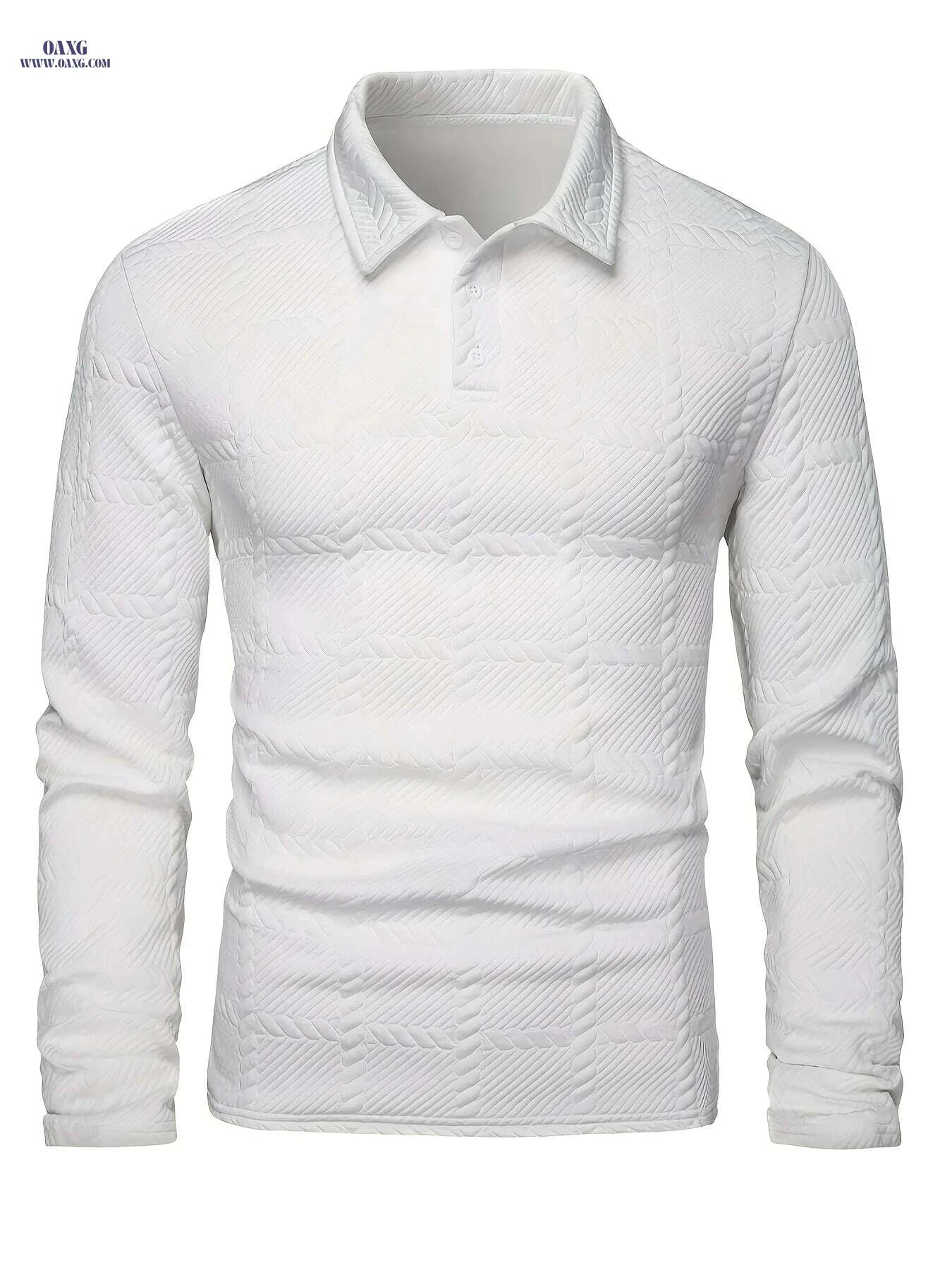 Stylish Knitted Jacquard Polo Shirt for Men - Casual Spring & Autumn   OAXG 