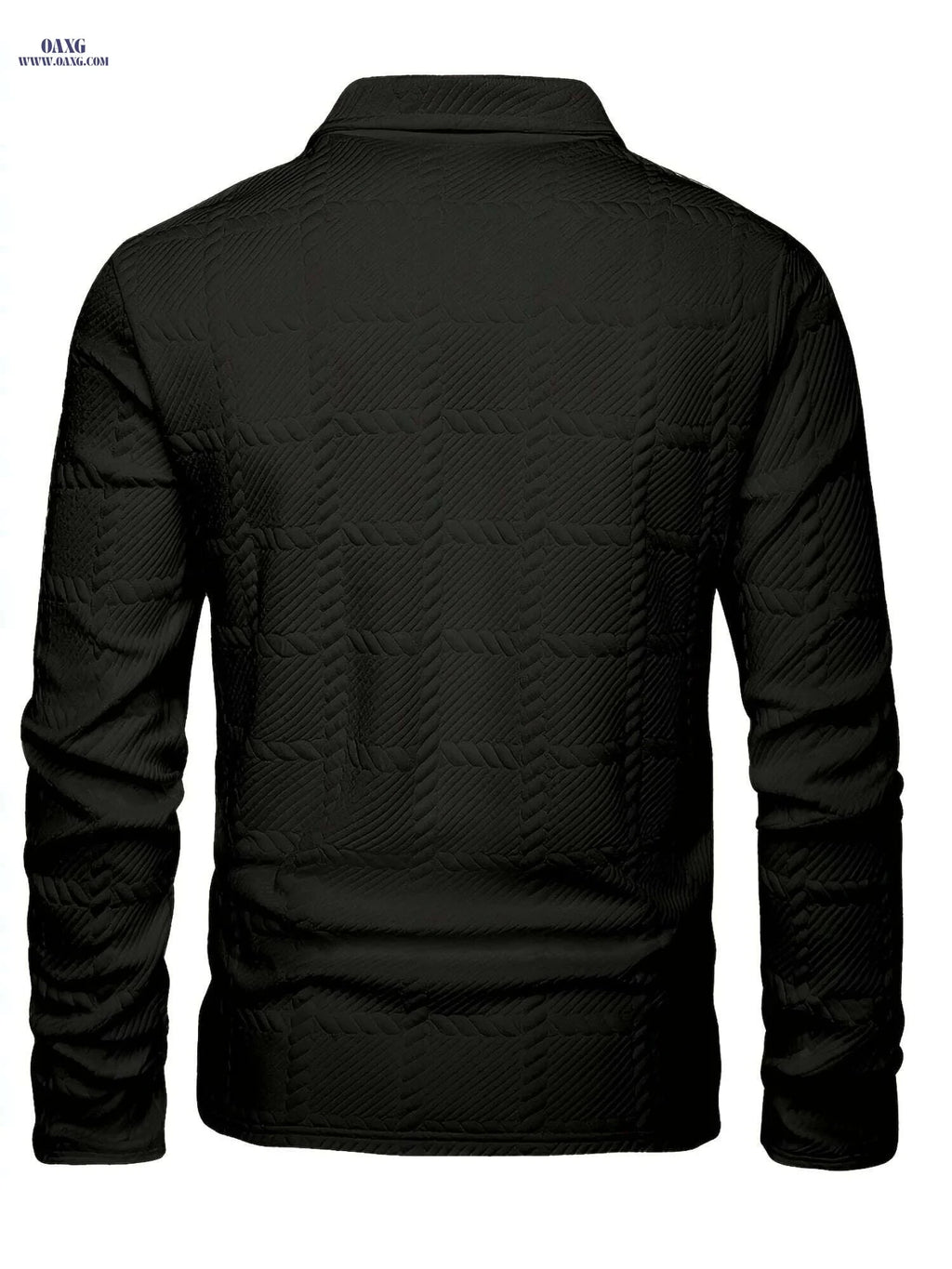 Stylish Knitted Jacquard Polo Shirt for Men - Casual Spring & Autumn   OAXG White / S