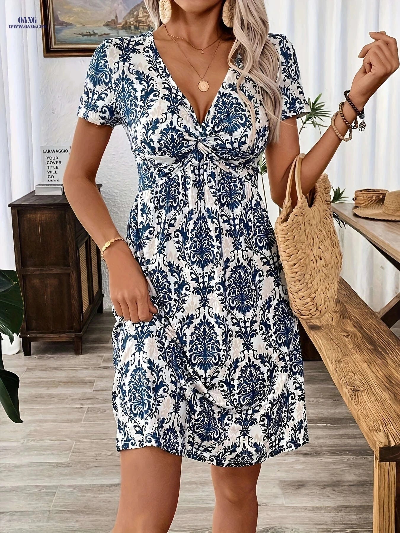 Stylish Leopard Print Twist Dress - Fit and Flare for Summer   OAXG Leopard Print / S