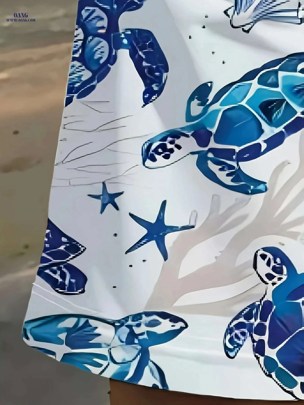 Stylish Lightweight Men's Beach Shorts - 3D Turtle Print Design   OAXG 