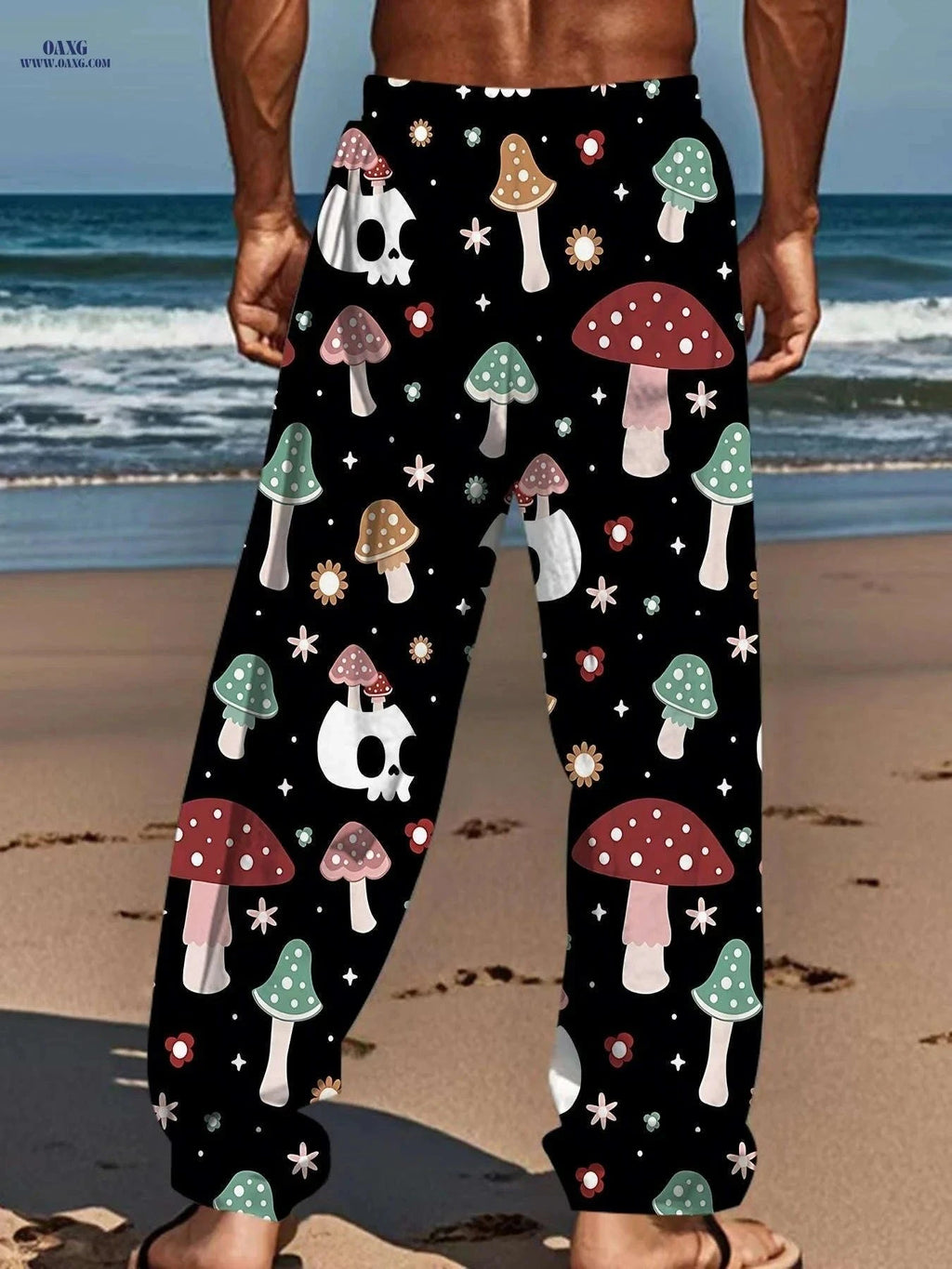 Stylish Loose Straight-Leg Men's Pants - Unique All-Over Print Trousers   OAXG Mixed colors / FR M
