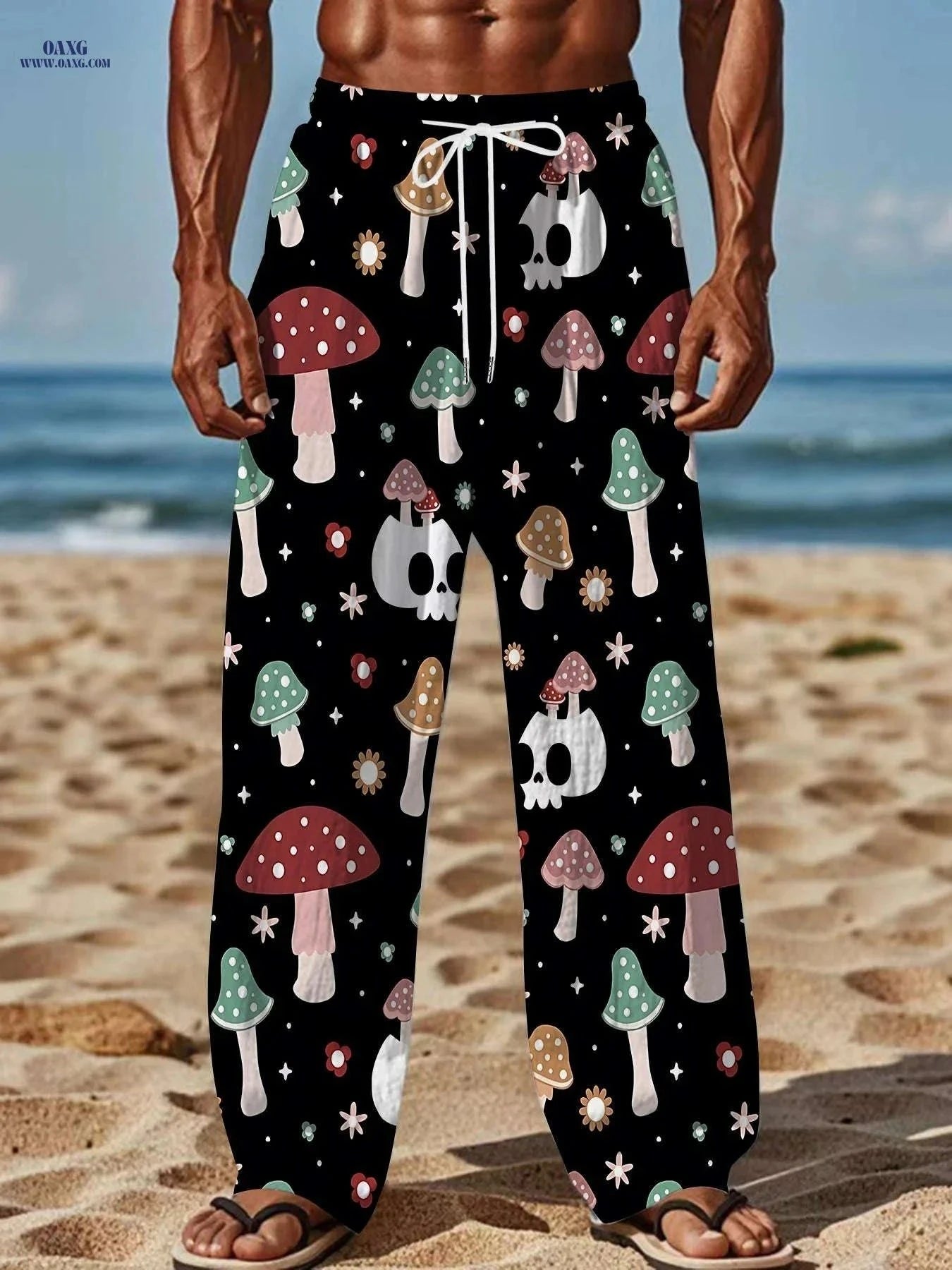 Stylish Loose Straight-Leg Men's Pants - Unique All-Over Print Trousers   OAXG Mixed colors / FR M
