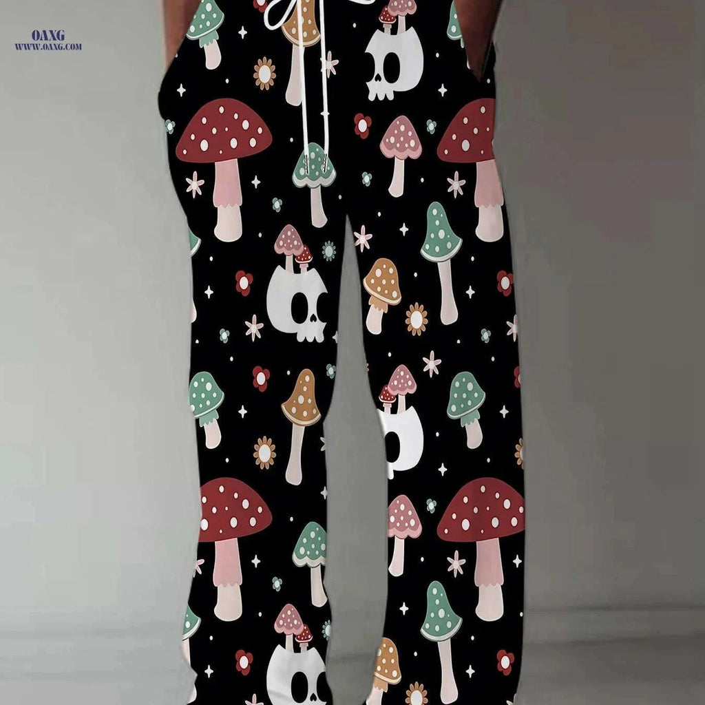 Stylish Loose Straight-Leg Men's Pants - Unique All-Over Print Trousers   OAXG Mixed colors / FR M