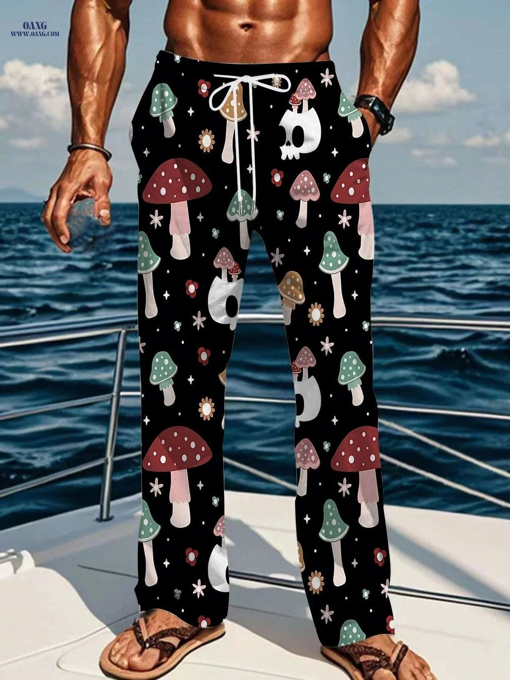 Stylish Loose Straight-Leg Men's Pants - Unique All-Over Print Trousers   OAXG Mixed colors / FR M