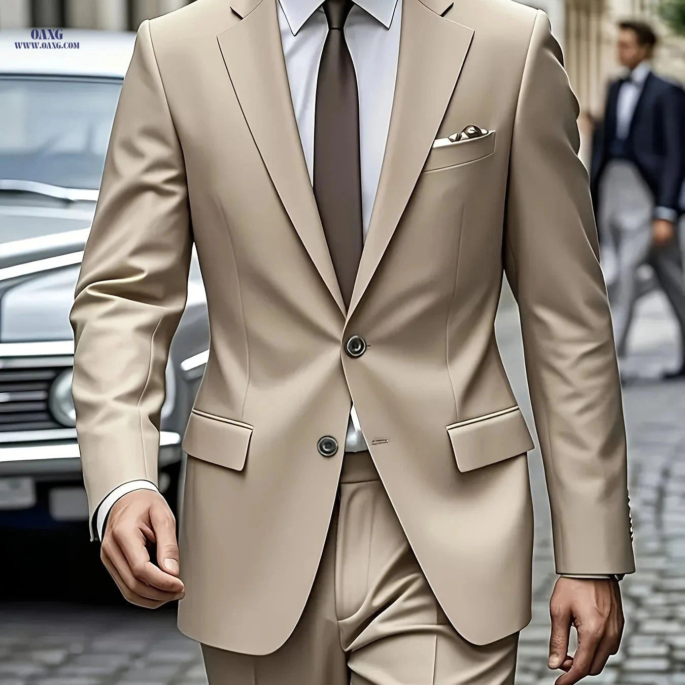 Stylish Men's 2-Piece Suit - Blazer & Trousers for Formal Events   OAXG 