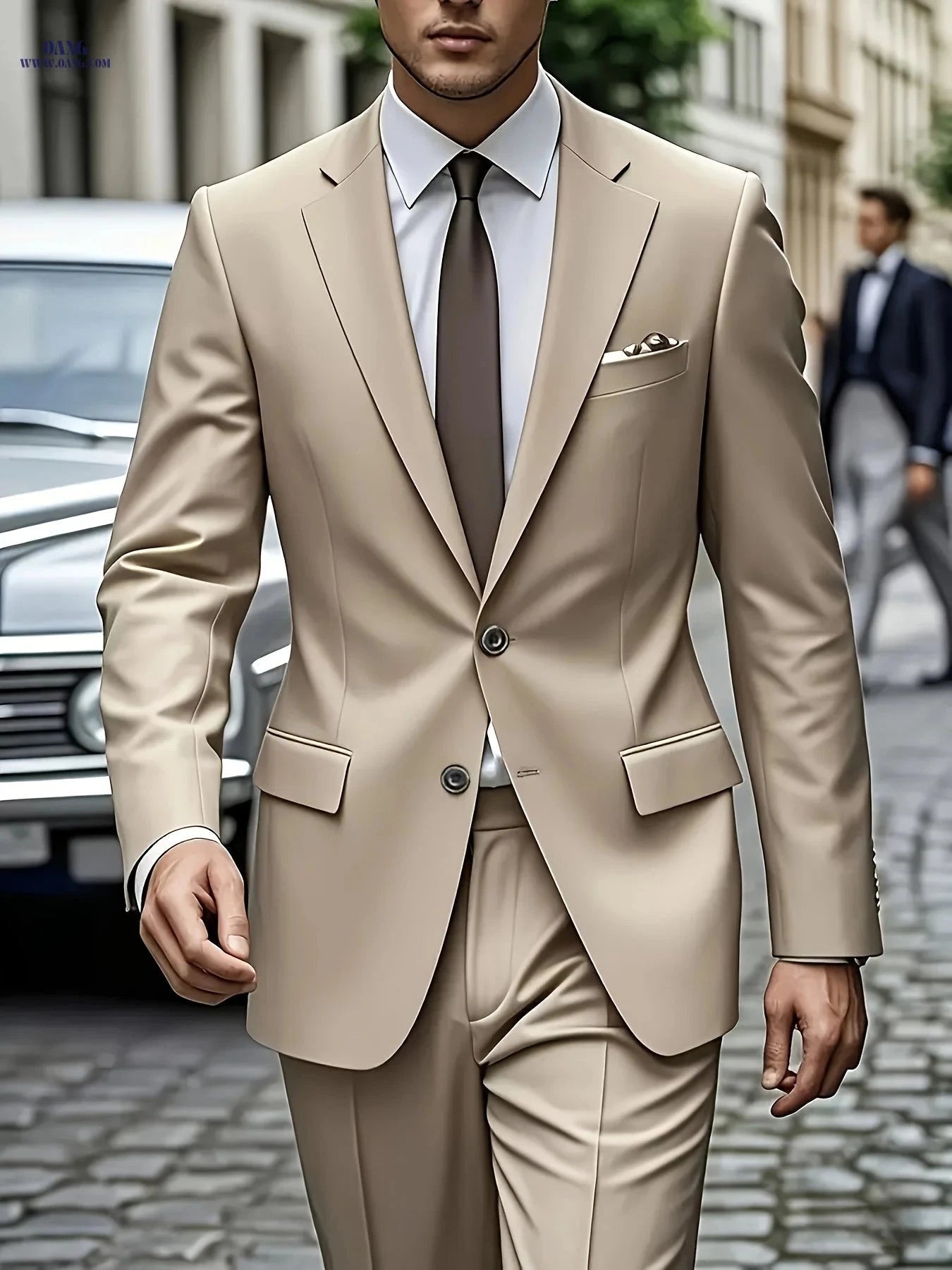 Stylish Men's 2-Piece Suit - Blazer & Trousers for Formal Events   OAXG 