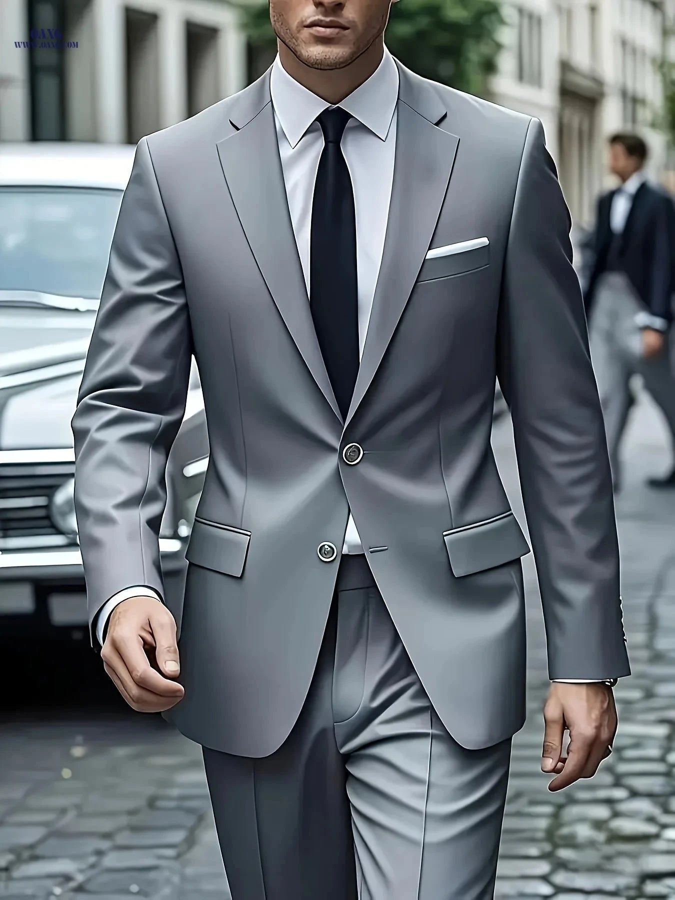 Stylish Men's 2-Piece Suit - Blazer & Trousers for Formal Events   OAXG 