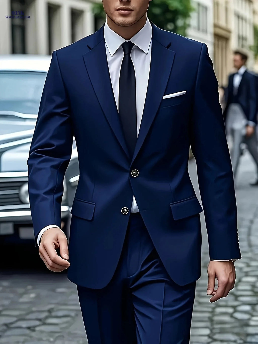 Stylish Men's 2-Piece Suit - Blazer & Trousers for Formal Events   OAXG Navy Color / FR XXS