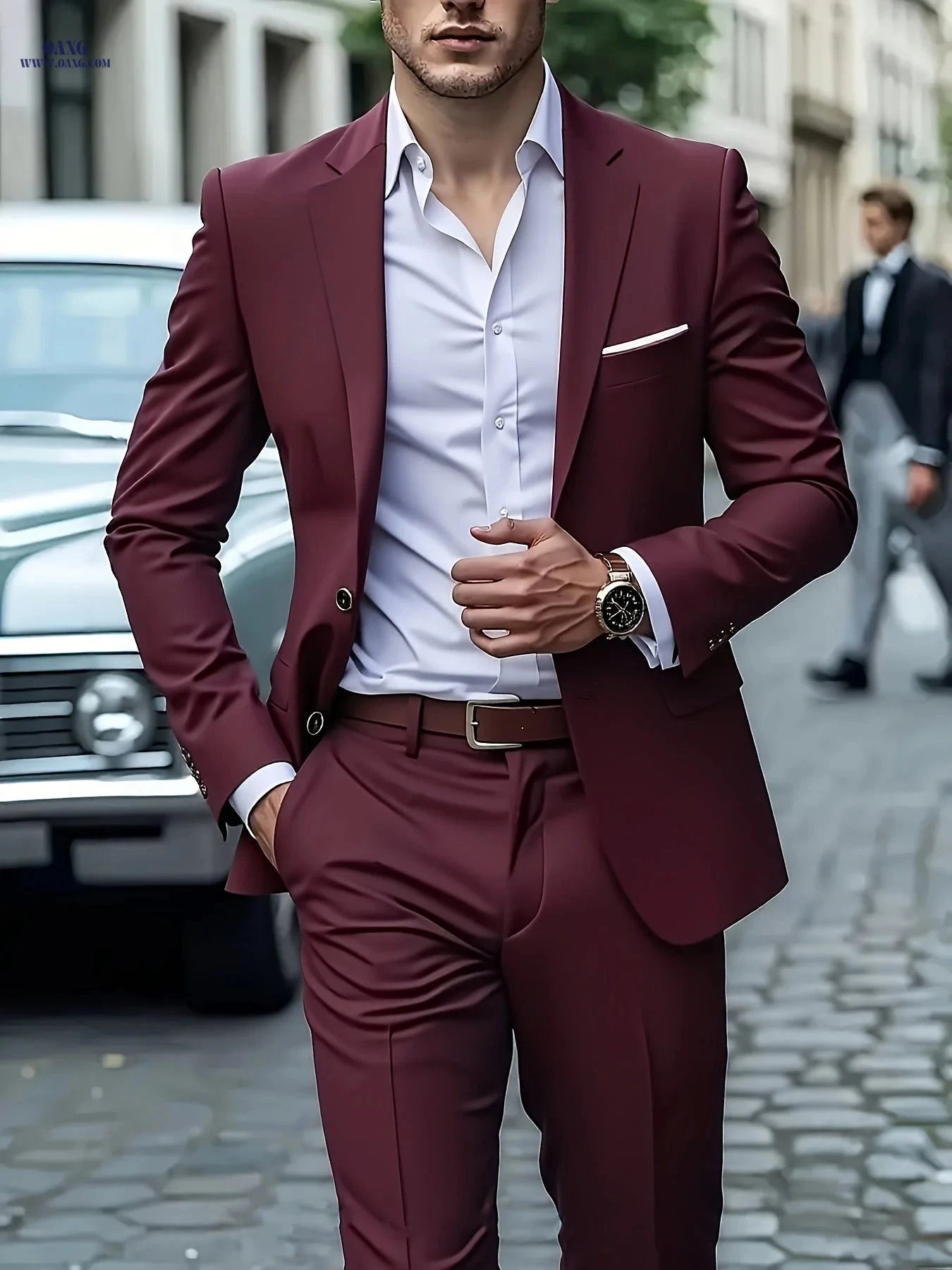 Stylish Men's 2-Piece Suit - Blazer & Trousers for Formal Events   OAXG Navy Color / FR XXS