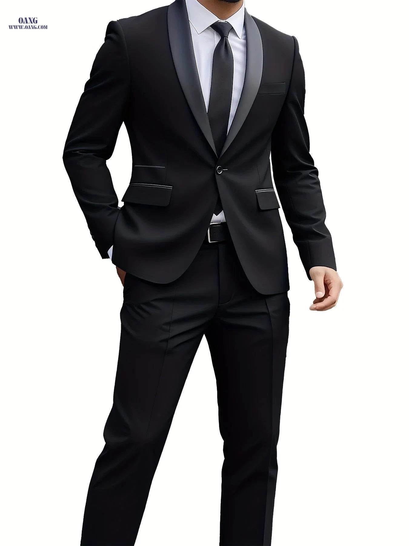 Stylish Men's 2-Piece Suit Set - Jacket and Trousers for Events   OAXG Burgundy / FR XXS