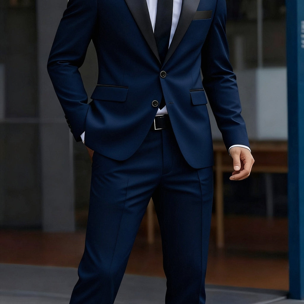 Stylish Men's 2-Piece Suit Set - Jacket and Trousers for Events   OAXG Burgundy / FR XXS