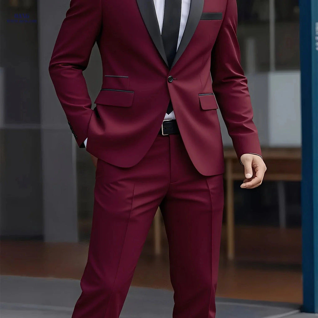 Stylish Men's 2-Piece Suit Set - Jacket and Trousers for Events   OAXG 