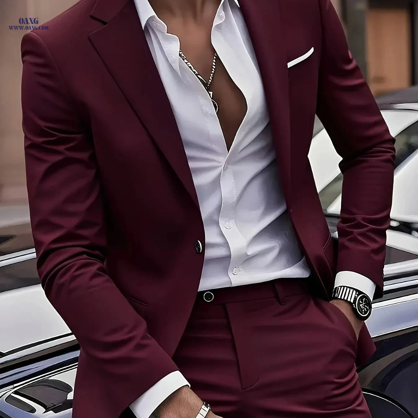 Stylish Men's 2PC Suit Set - High-Quality Jacket & Trousers   OAXG Grey / FR XXS