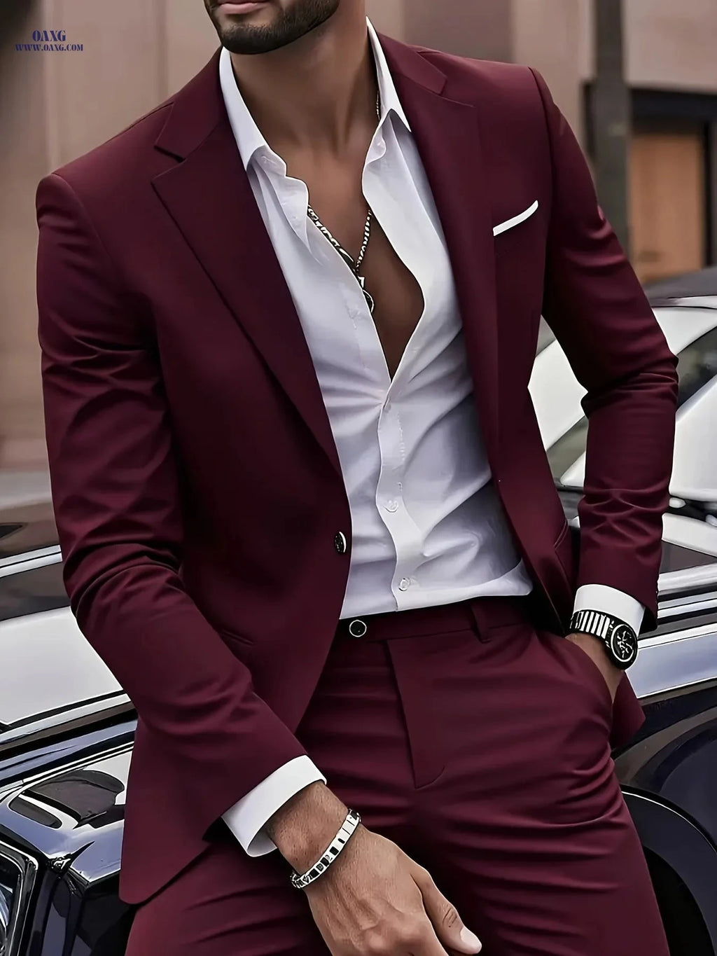 Stylish Men's 2PC Suit Set - High-Quality Jacket & Trousers   OAXG 