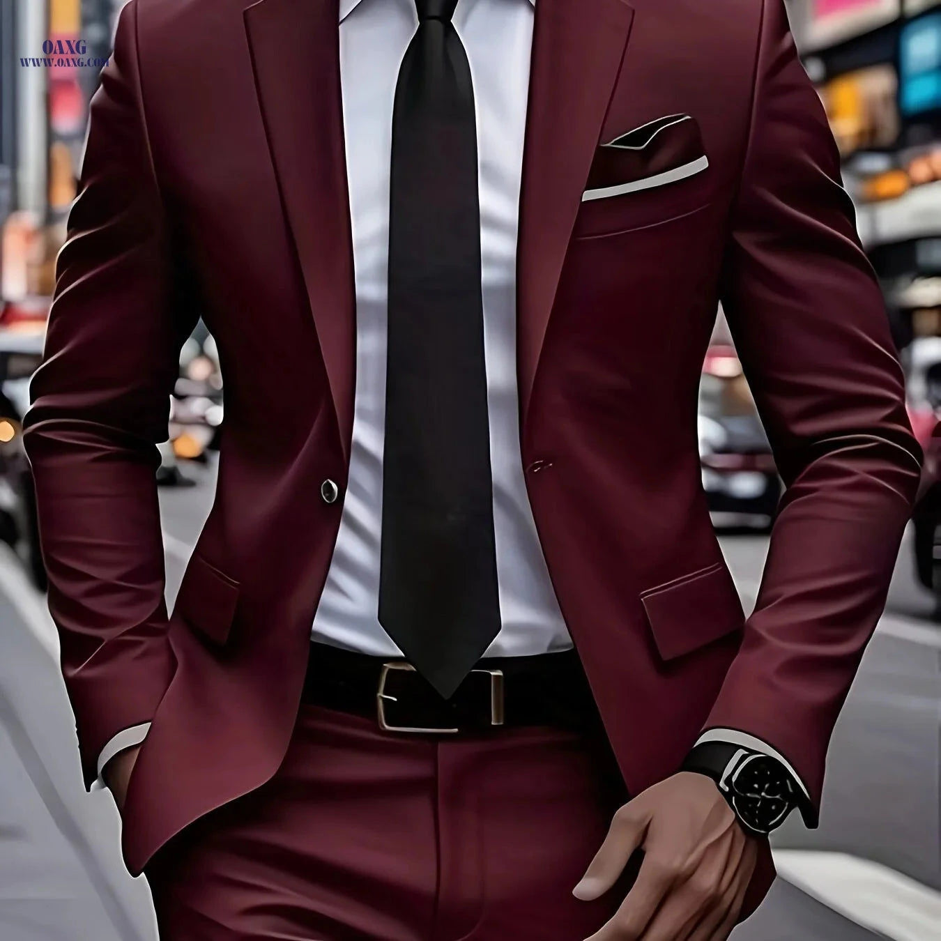 Stylish Men’s 2pcs Suit - Blazer and Trousers for Formal Events   OAXG 