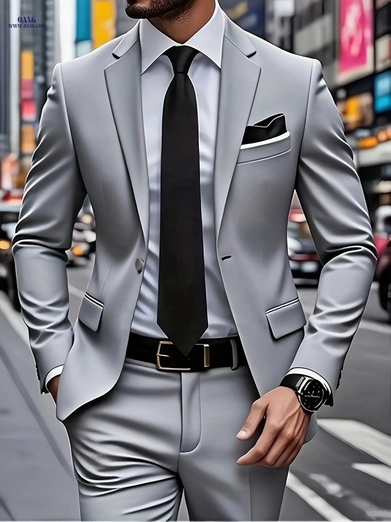 Stylish Men’s 2pcs Suit - Blazer and Trousers for Formal Events   OAXG 