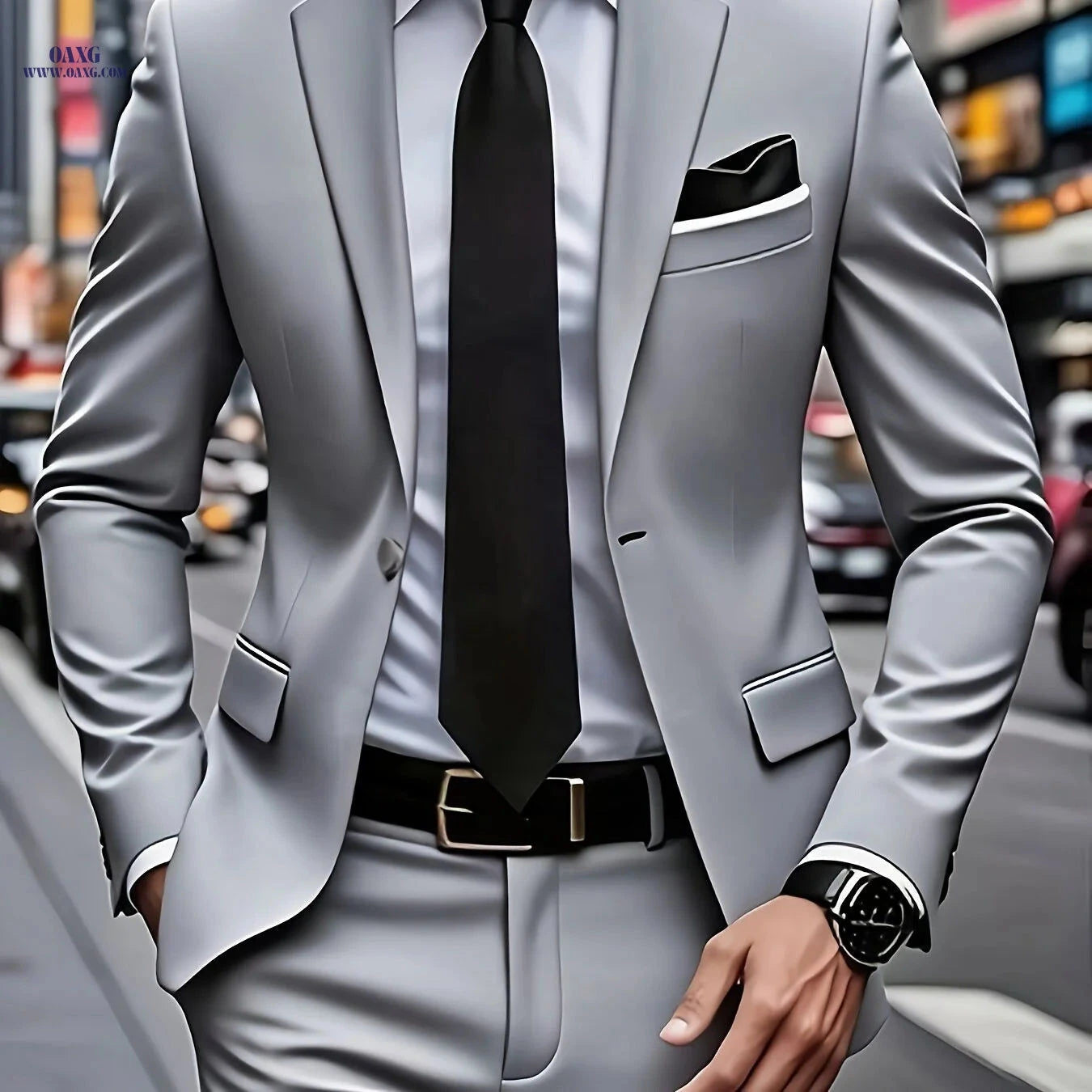 Stylish Men’s 2pcs Suit - Blazer and Trousers for Formal Events   OAXG 