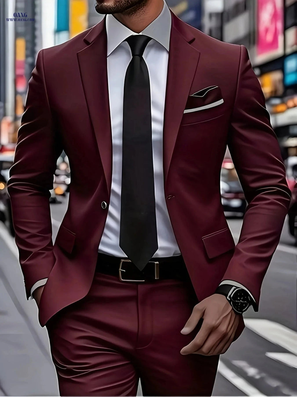 Stylish Men’s 2pcs Suit - Blazer and Trousers for Formal Events   OAXG 