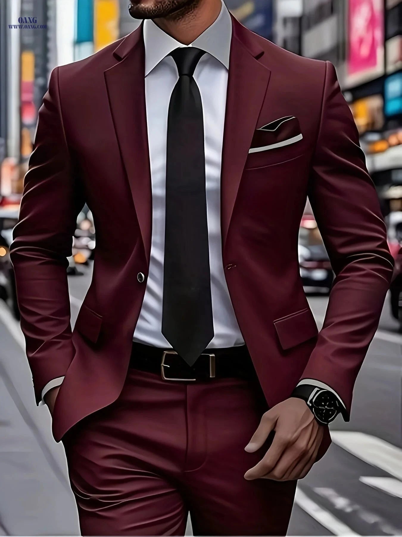 Stylish Men’s 2pcs Suit - Blazer and Trousers for Formal Events   OAXG 