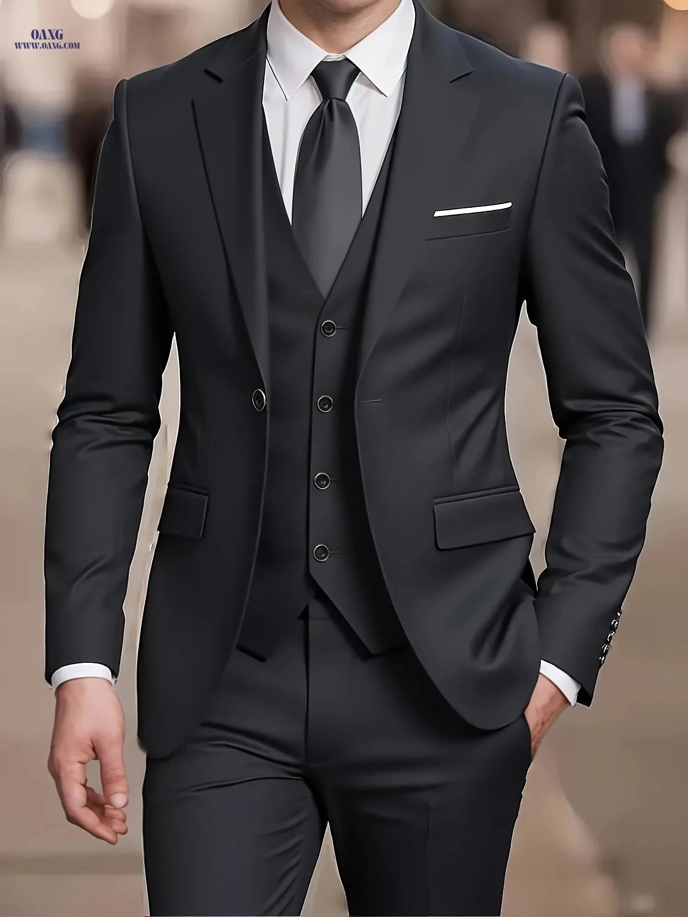 Stylish Men's 2pcs Suit - Blazer & Trousers for Formal Events   OAXG 