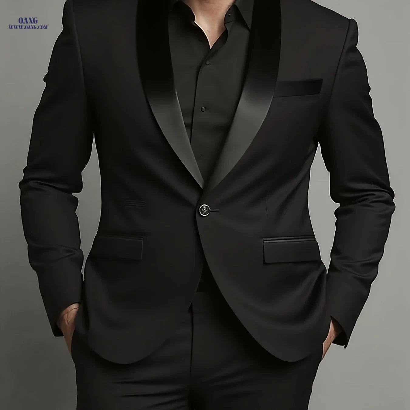 Stylish Men's 2pcs Suit - Blazer & Trousers for Formal Events   OAXG 