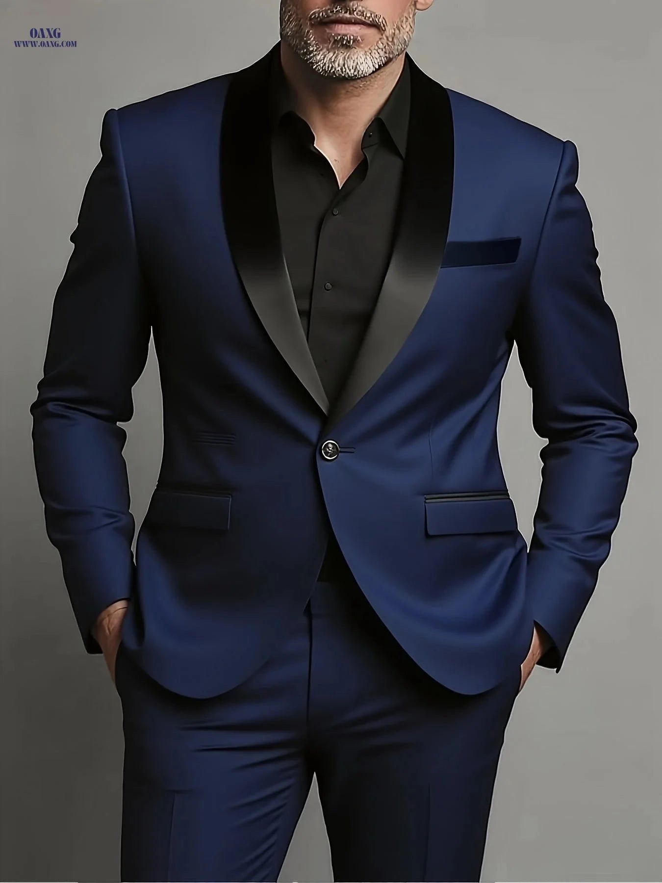 Stylish Men's 2pcs Suit - Blazer & Trousers for Formal Events   OAXG 
